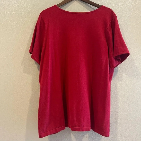 NWOT‎ Whisper Knit by Louis Dell Olio Red Short Sleeve Knit Top 2X - Picture 4 of 6